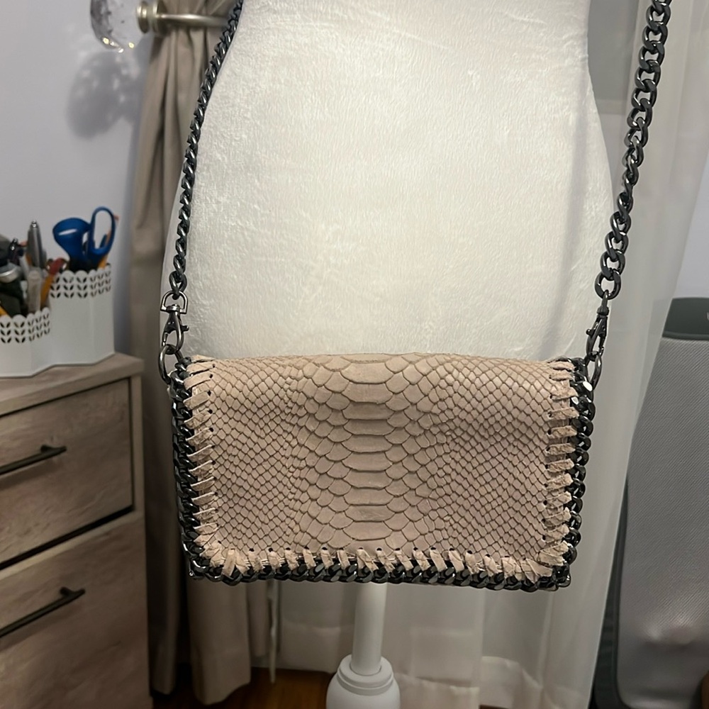Italian snake print flap crossbody bag